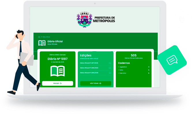 Ilustração de tecnologia e inovação no sistema de diário oficial
